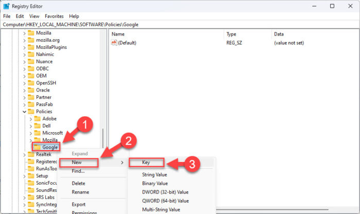 Create the Chrome key