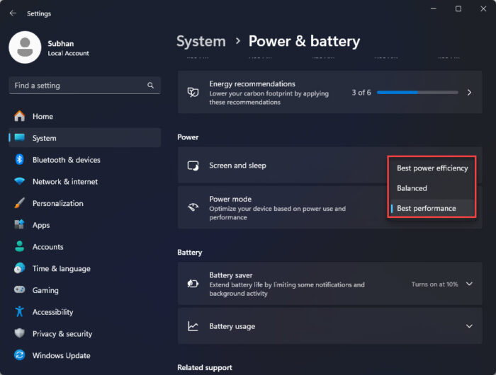 Enable or disable CPU throttling from Settings
