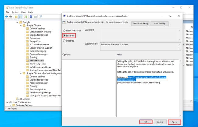 2 Ways to Disable PIN Authentication in Google Chrome Remote Desktop 2 enabled 1