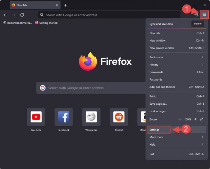firefox settings
