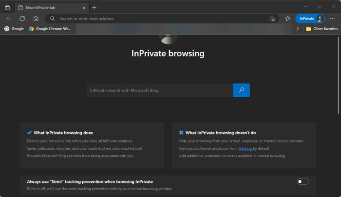 How To Enable, Disable In-Private Browsing In All Browsers 20 InPrivate window of Microsoft Edge