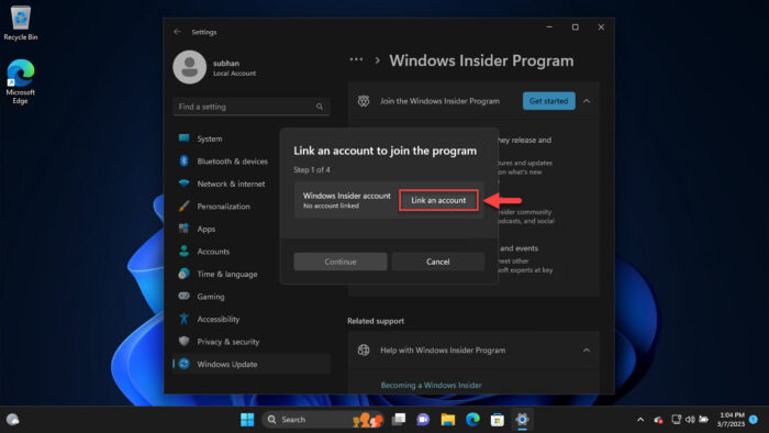 Link Microsoft account
