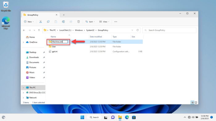 Rename Machine folder to Machine.old