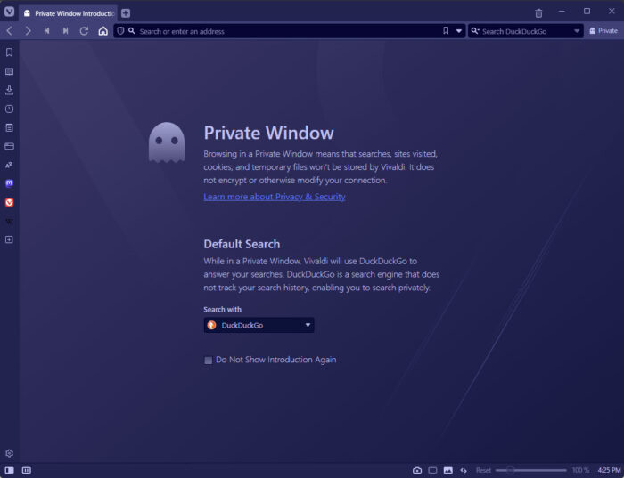 How To Enable, Disable In-Private Browsing In All Browsers 29 Vivaldis private browsing window